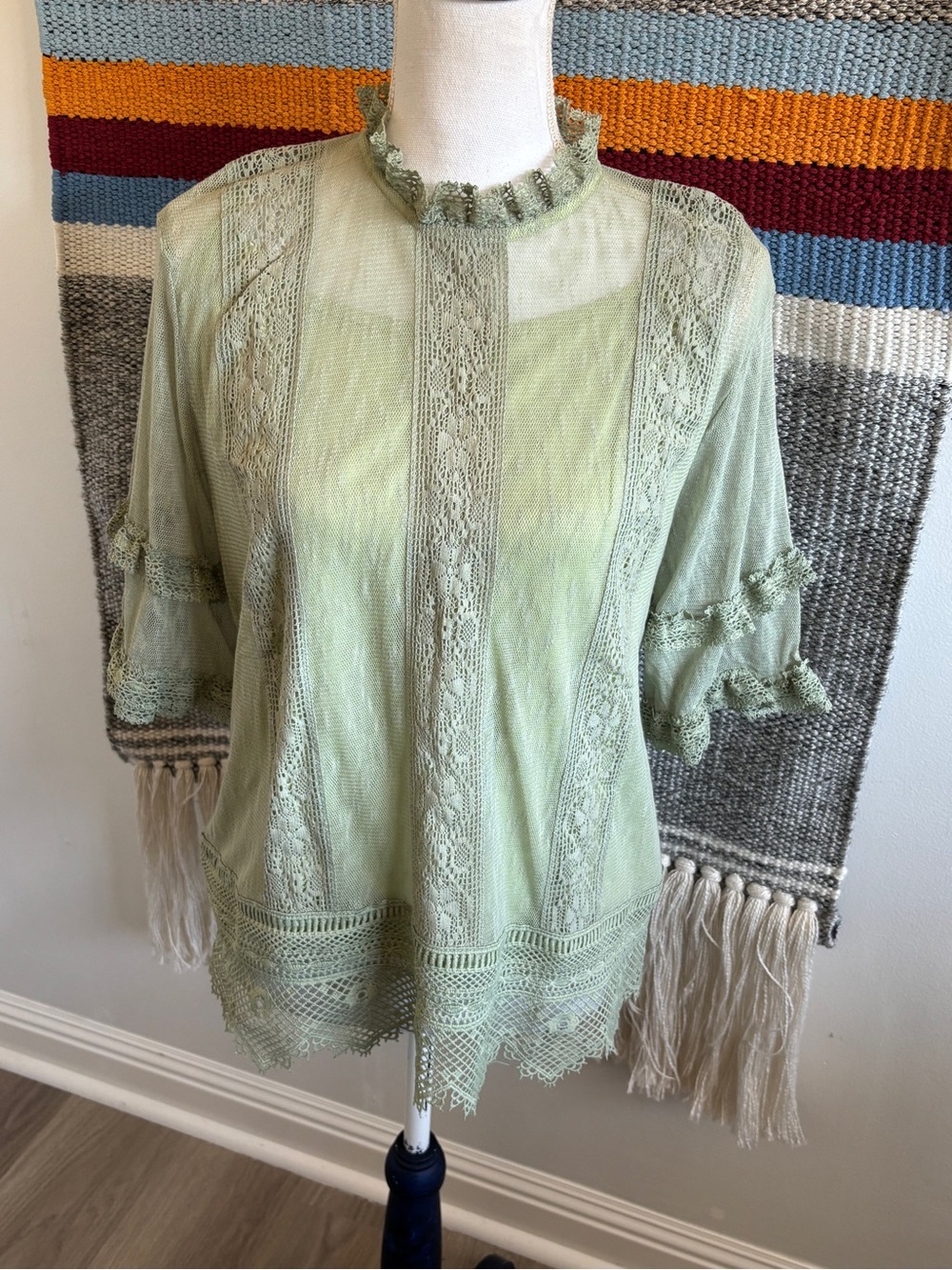 Light Sage Lace Women's Blouse Anthropologie
